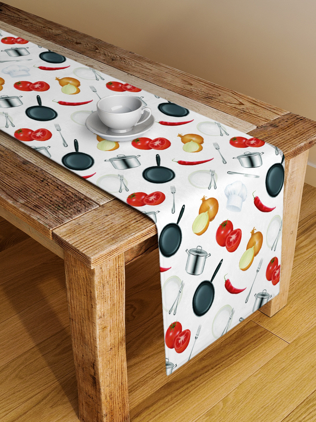 Alina decor Off-White & Black Conversational Table Runner