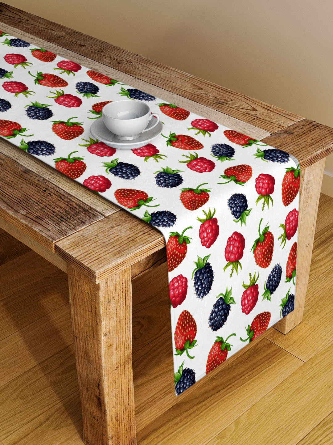 Alina decor Off-White & Red Conversational Table Runner