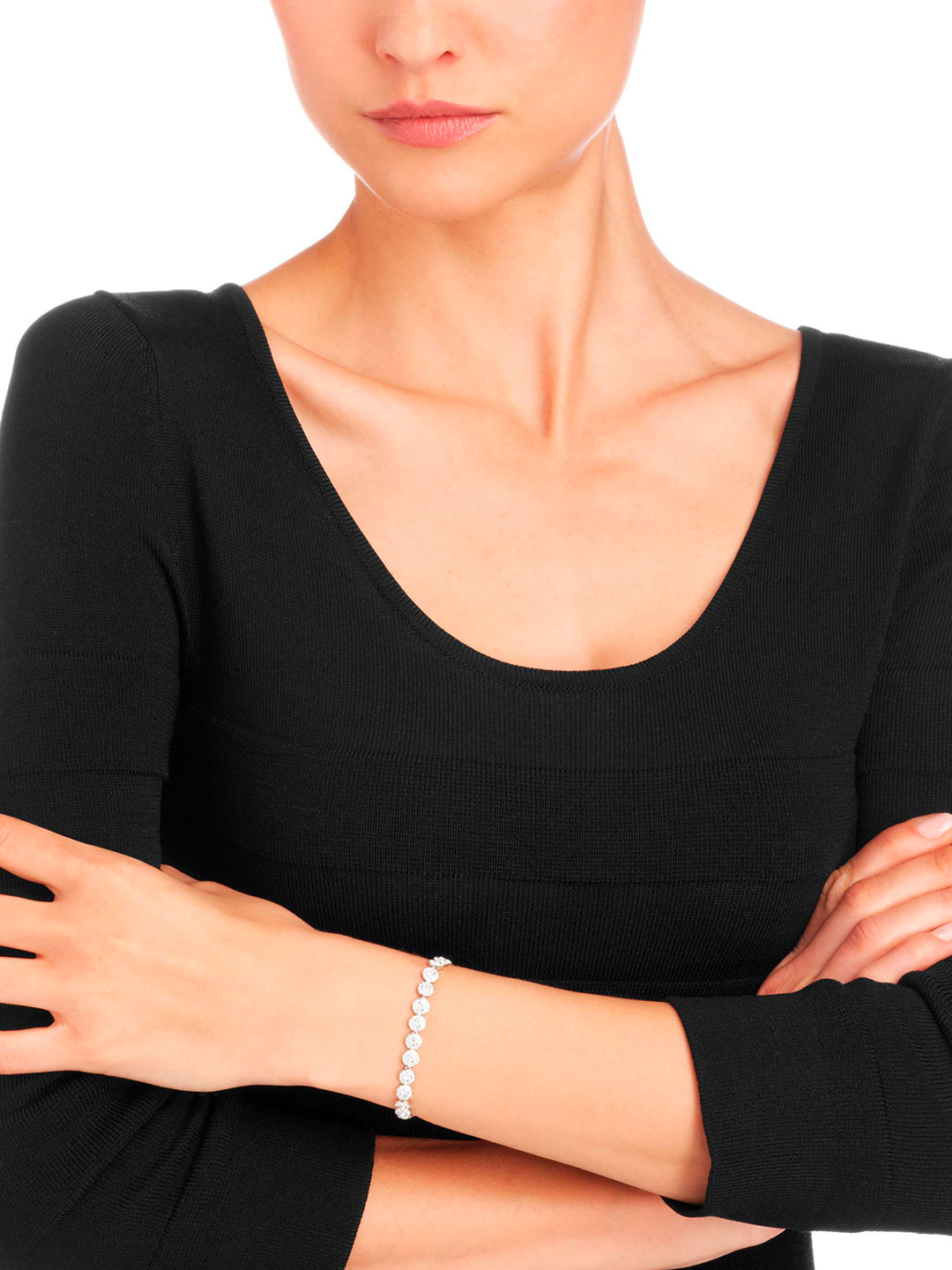 SWAROVSKI Silver-Toned Alloy Rose Gold-Plated Bangle-Style Bracelet