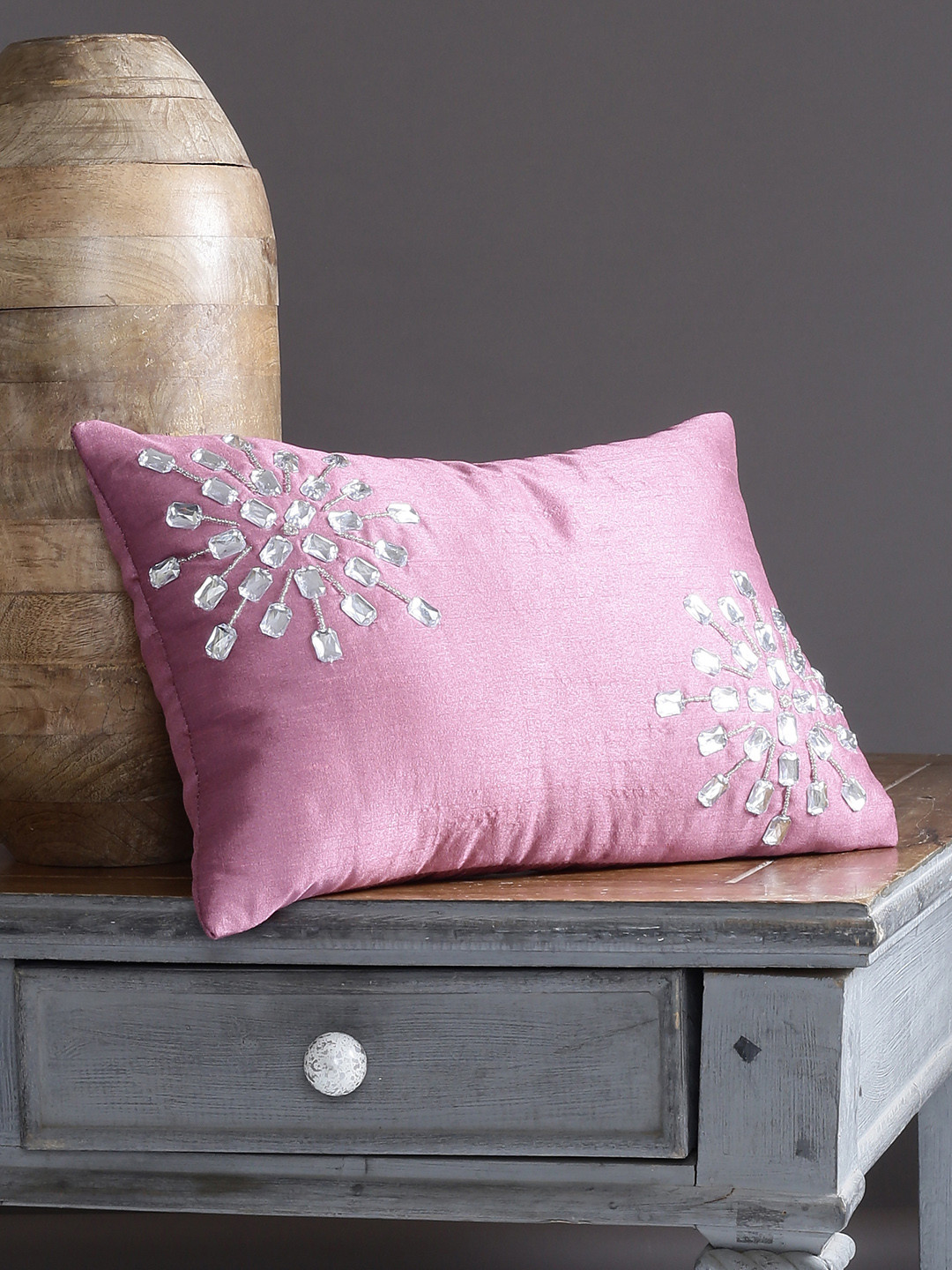 Alina decor Pink Set of Single Solid Rectangle Cushion Covers