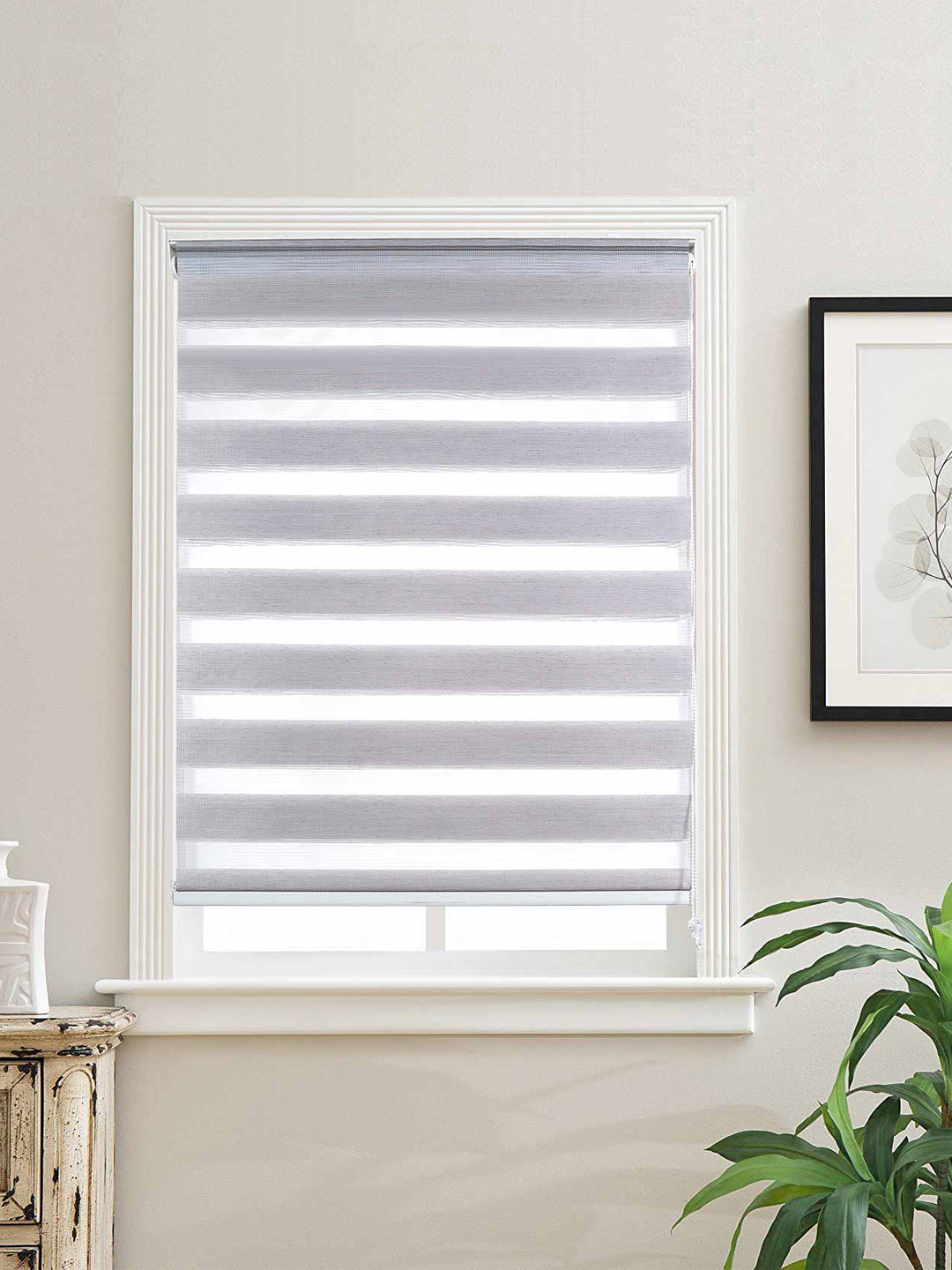 Deco Window Grey Single Zebra Roller Blind Curtains