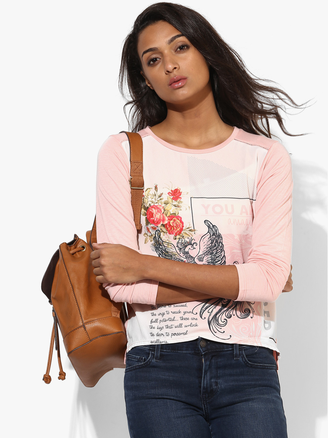 OPt Pink Printed Blouse