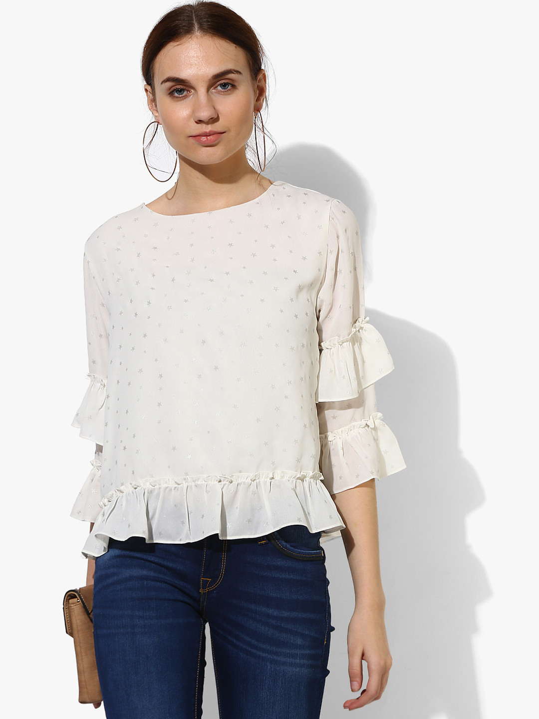 Off White Printed Blouse