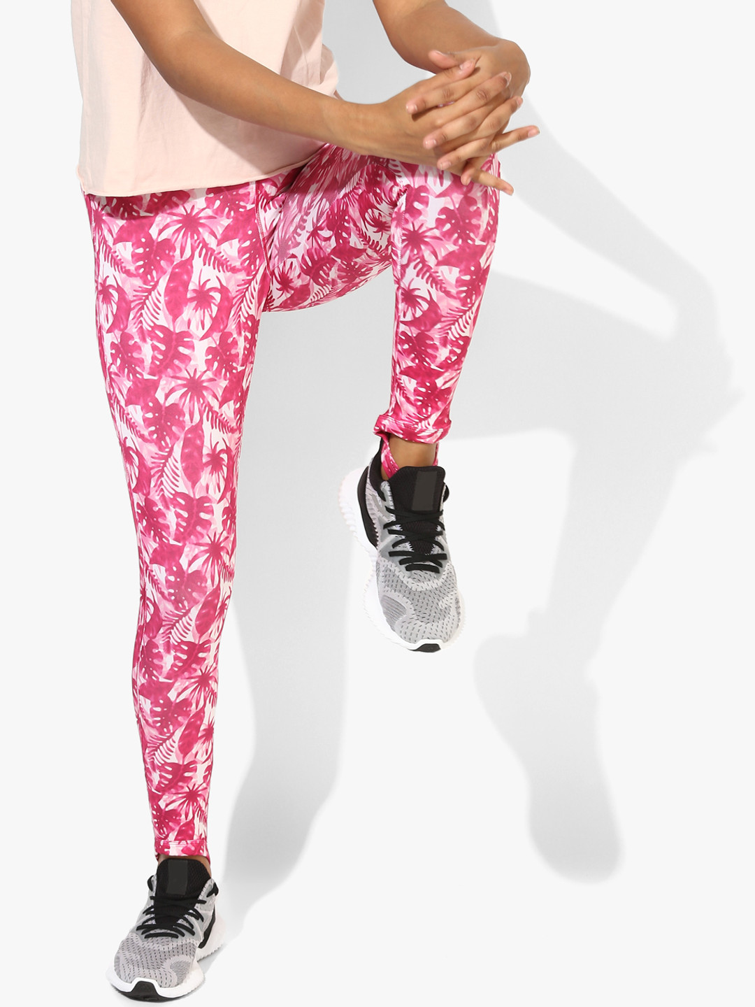 Alcis Women Pink and White Tights