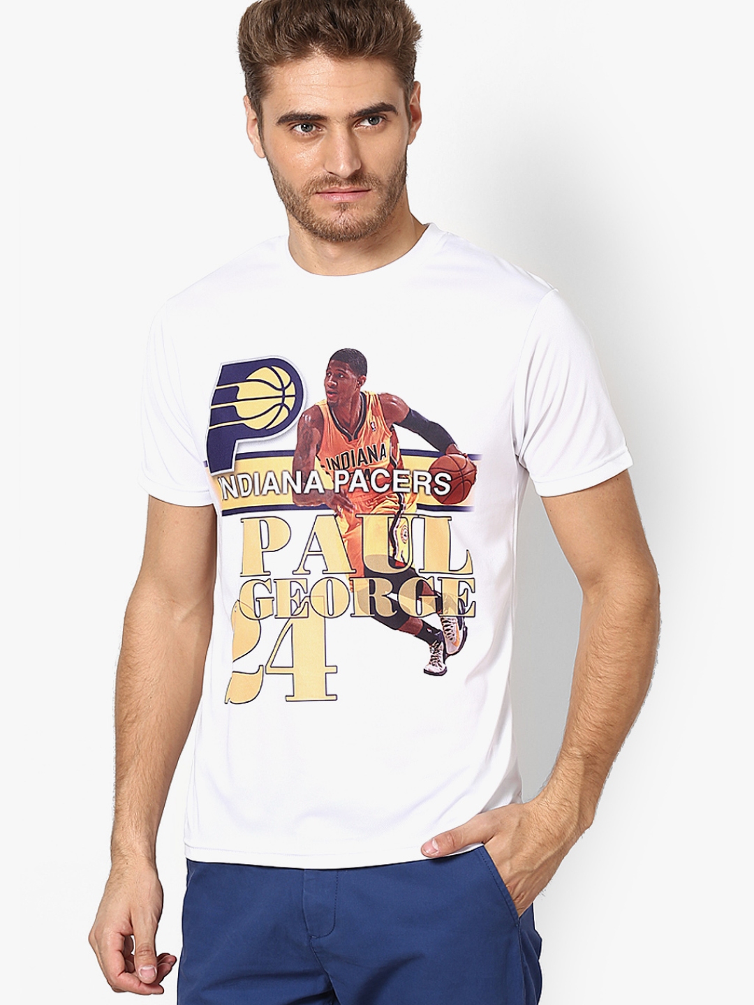 Buy Paul George Pacers White Round Neck T Shirt Tshirts for Men