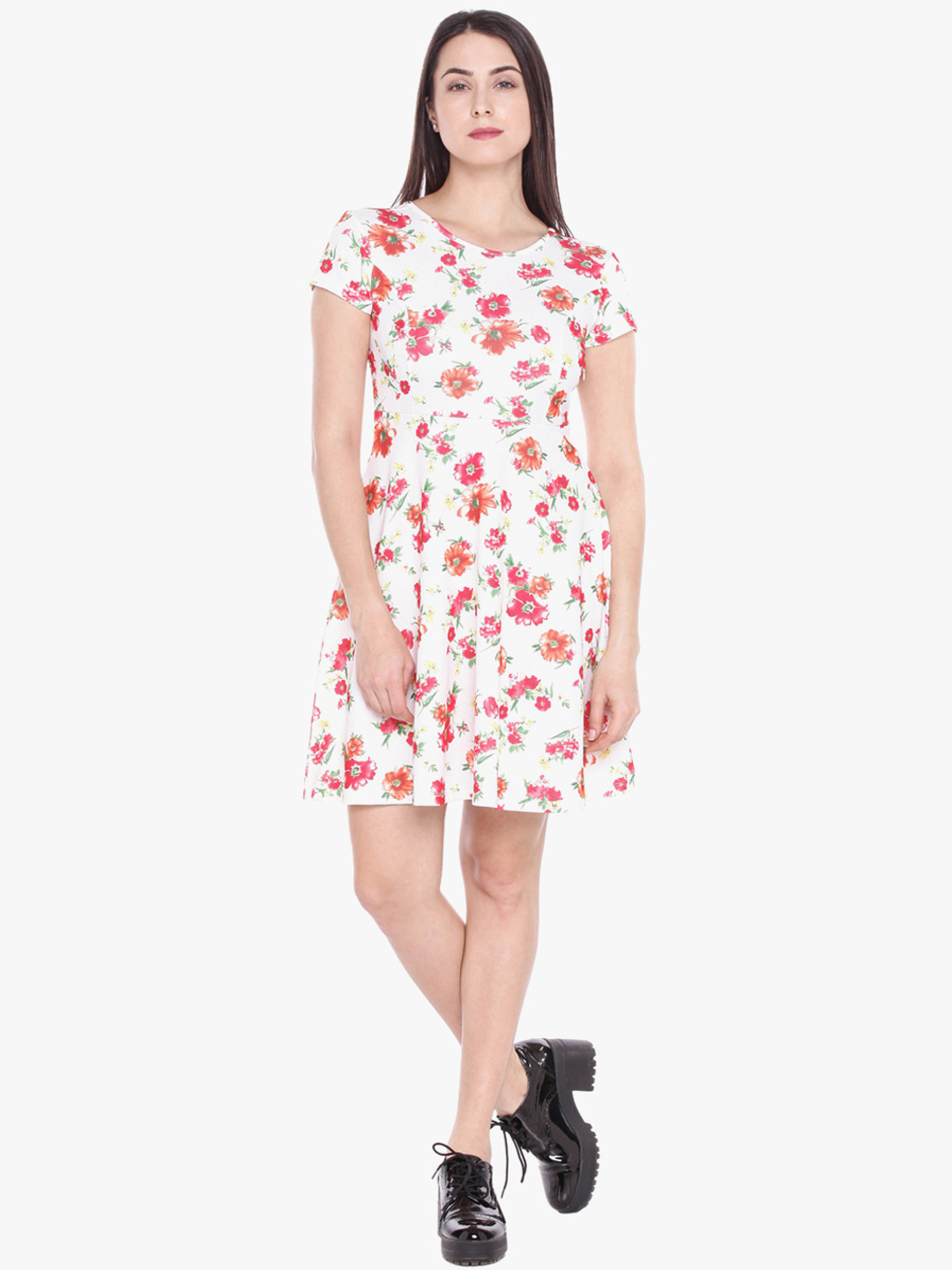 Honey by Pantaloons Women White Coloured Printed Skater Dress