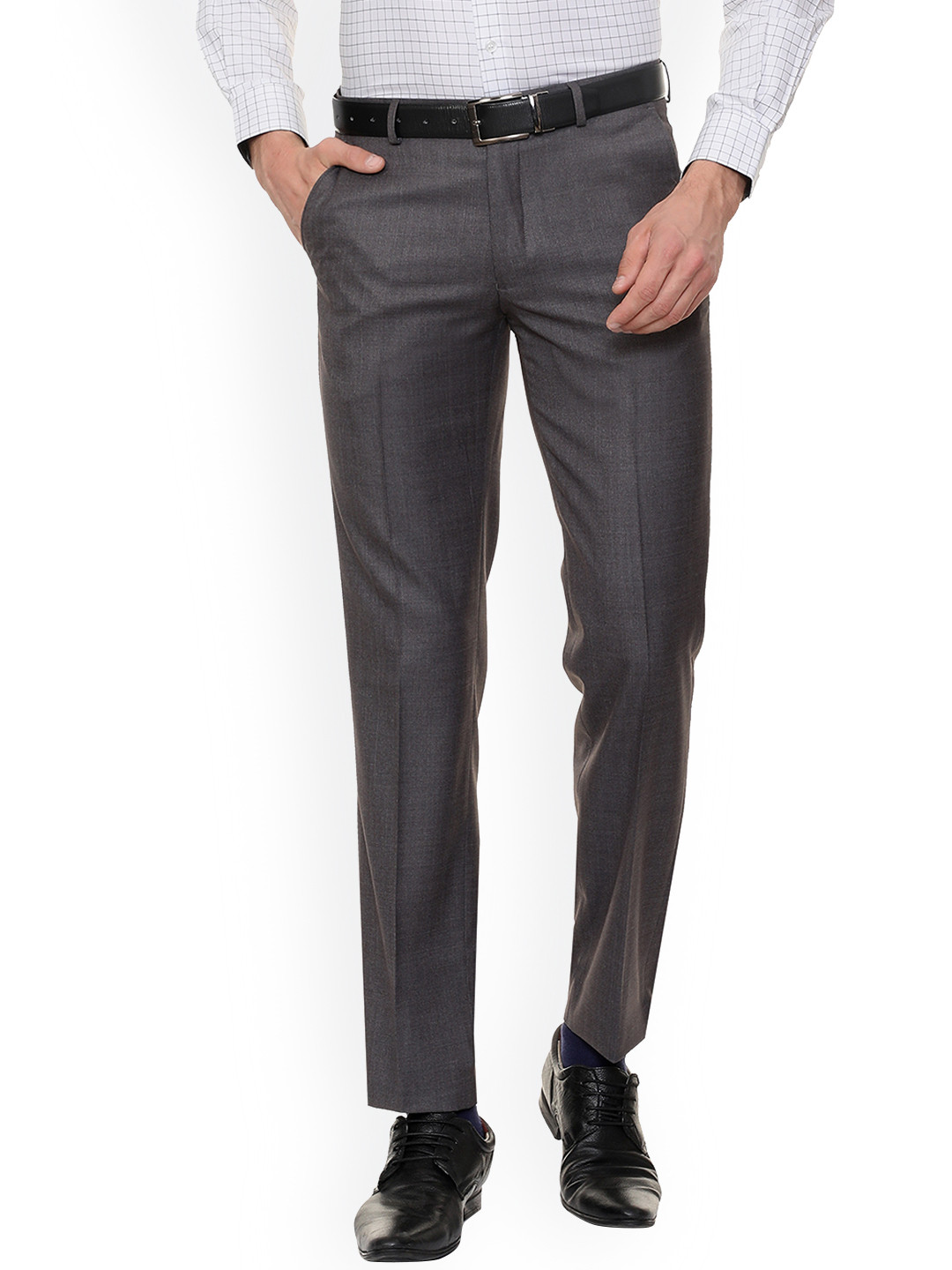 Louis Philippe Men Grey Formal Trousers
