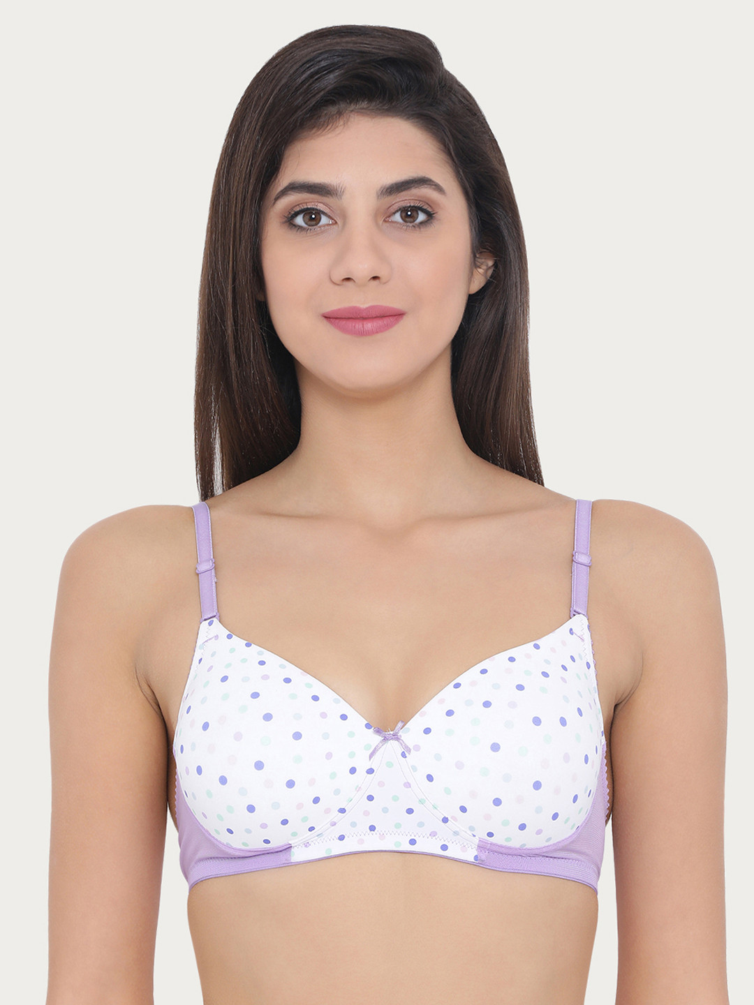 Clovia Padded Non-Wired Polka Print T-Shirt Bra