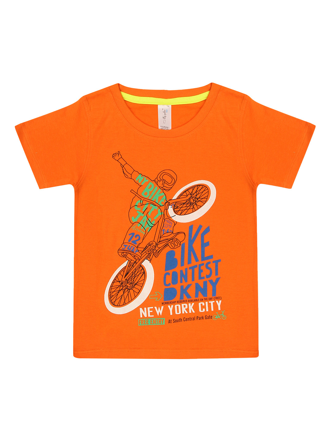 appulse Boys Orange Printed Round Neck T-shirt