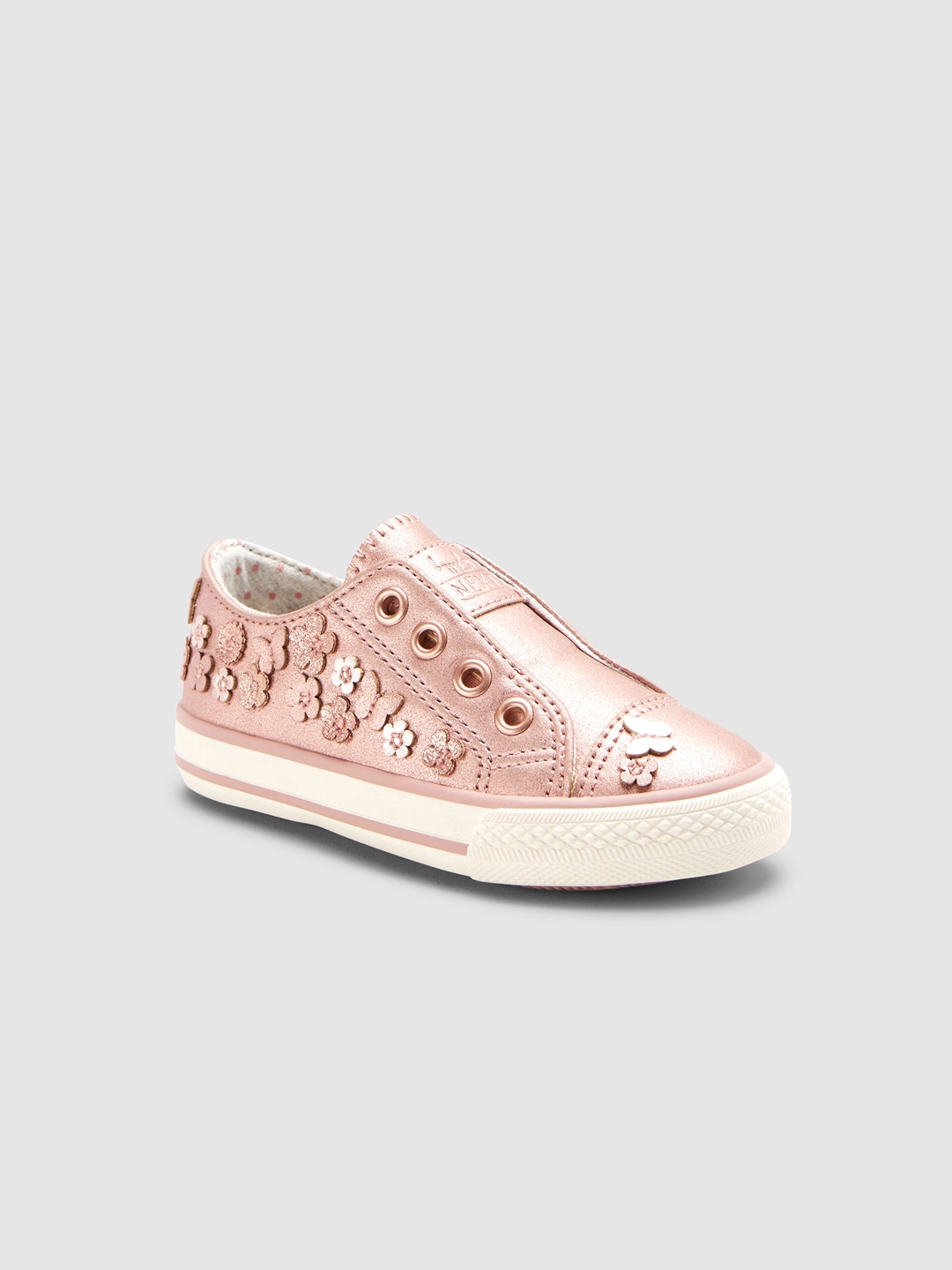 next Girls Embellished Pink Laceless Trainers Sneakers