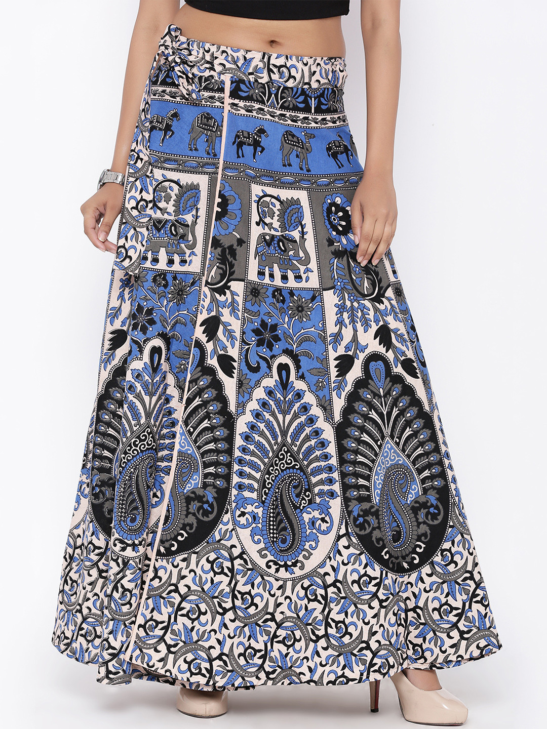 Soundarya  Bagru Printed Wrap Around Pure Cotton Skirt