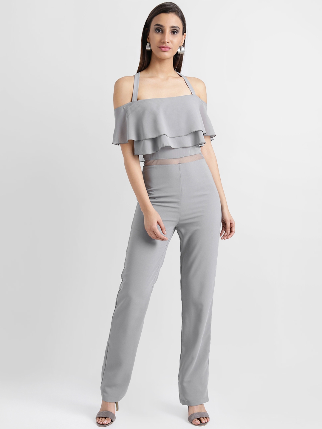 Buy Kazo Grey Solid Basic Jumpsuit Jumpsuit for Women 8533505
