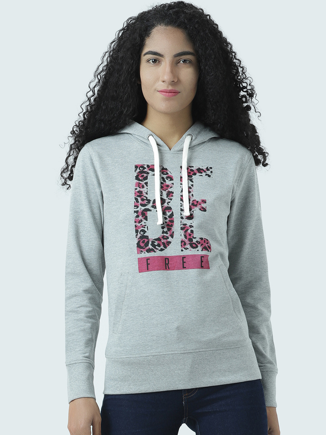 Huetrap Womens Be Statement Gray Graphic Hooded Sweatshirt