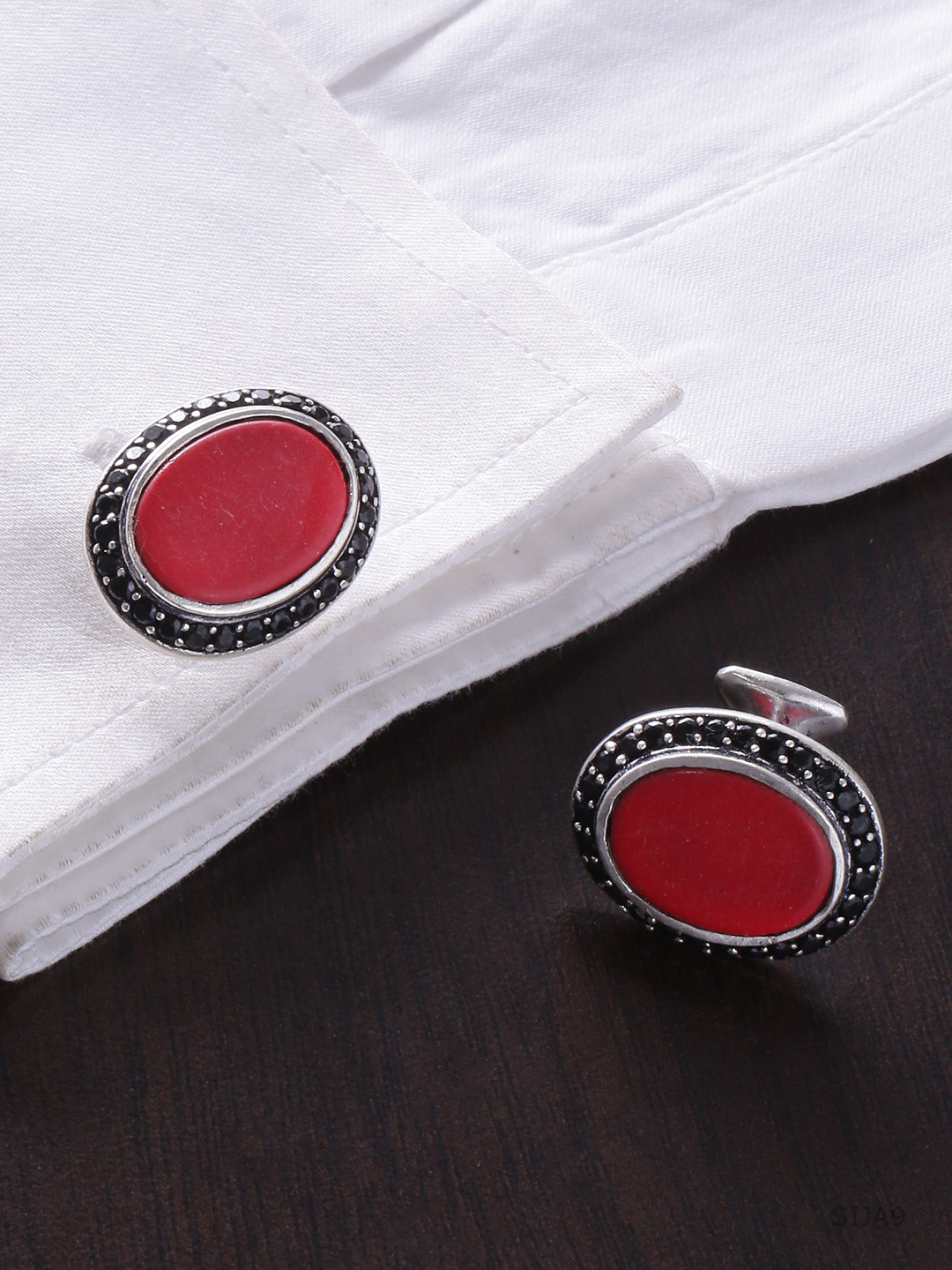 Dare by Voylla Red Oval Cufflinks