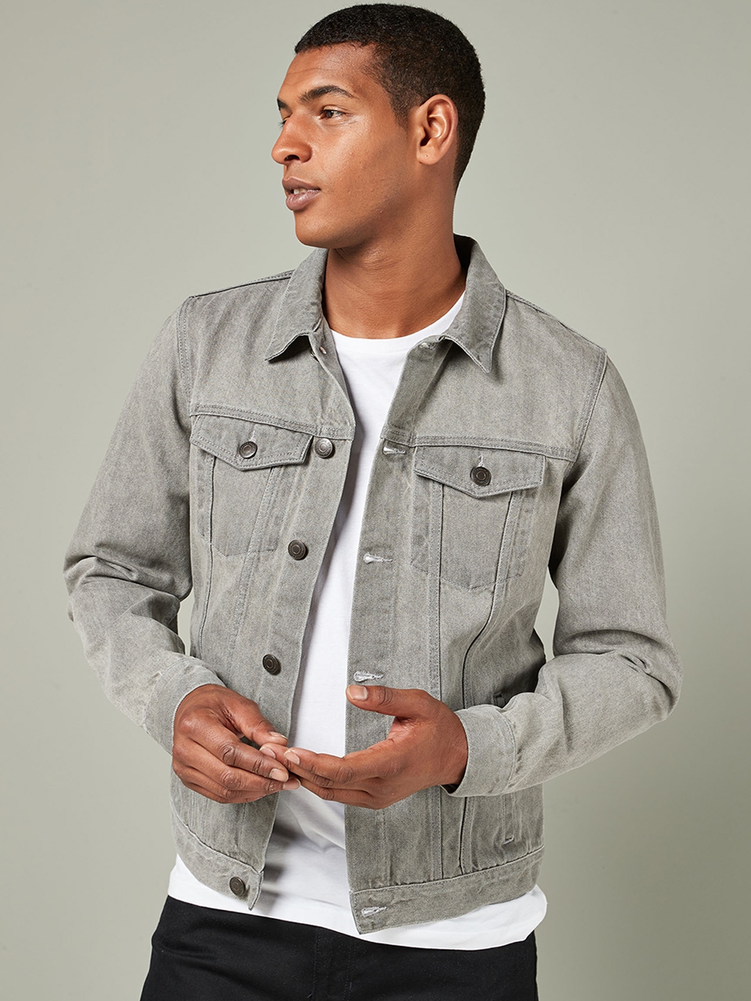 Light gray jean top jacket