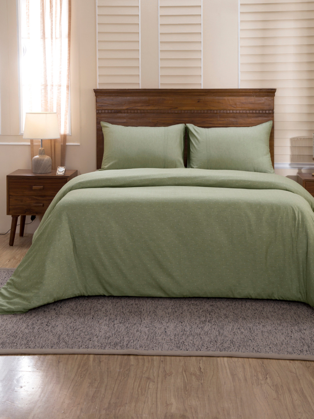 MASPAR Green 400 TC Egyptian Cotton 1 Double Bed Duvet Cover with 2 Pillow Covers