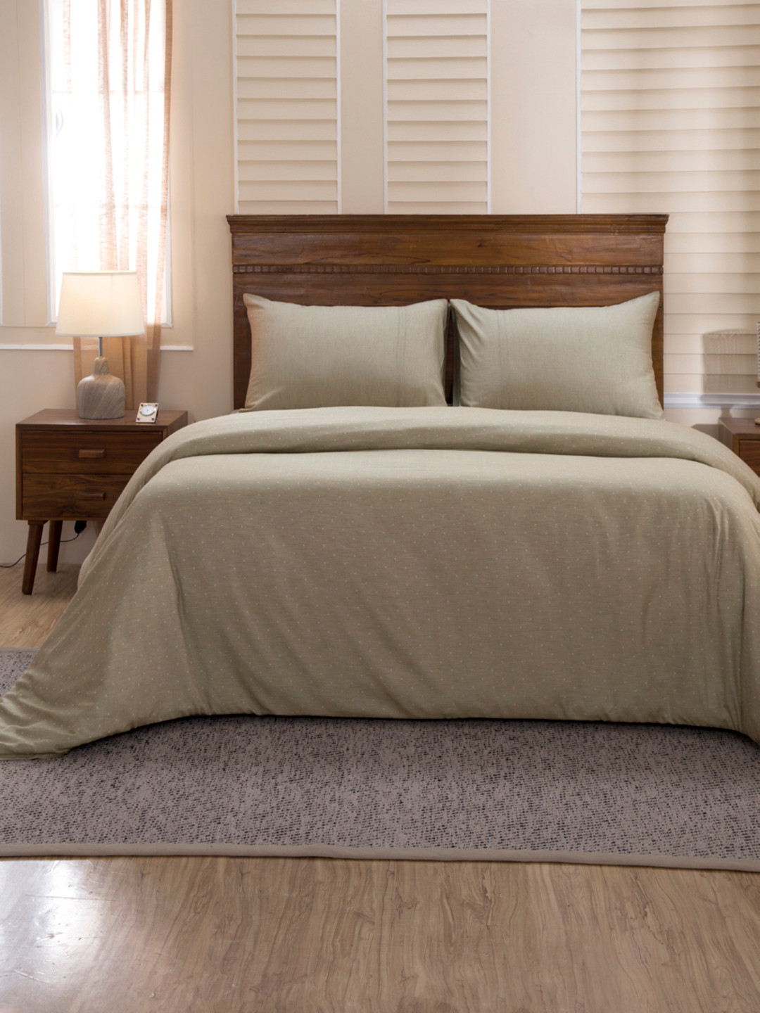 MASPAR Beige 400 TC Egyptian Cotton 1 Double Bed Duvet Cover with 2 Pillow Covers