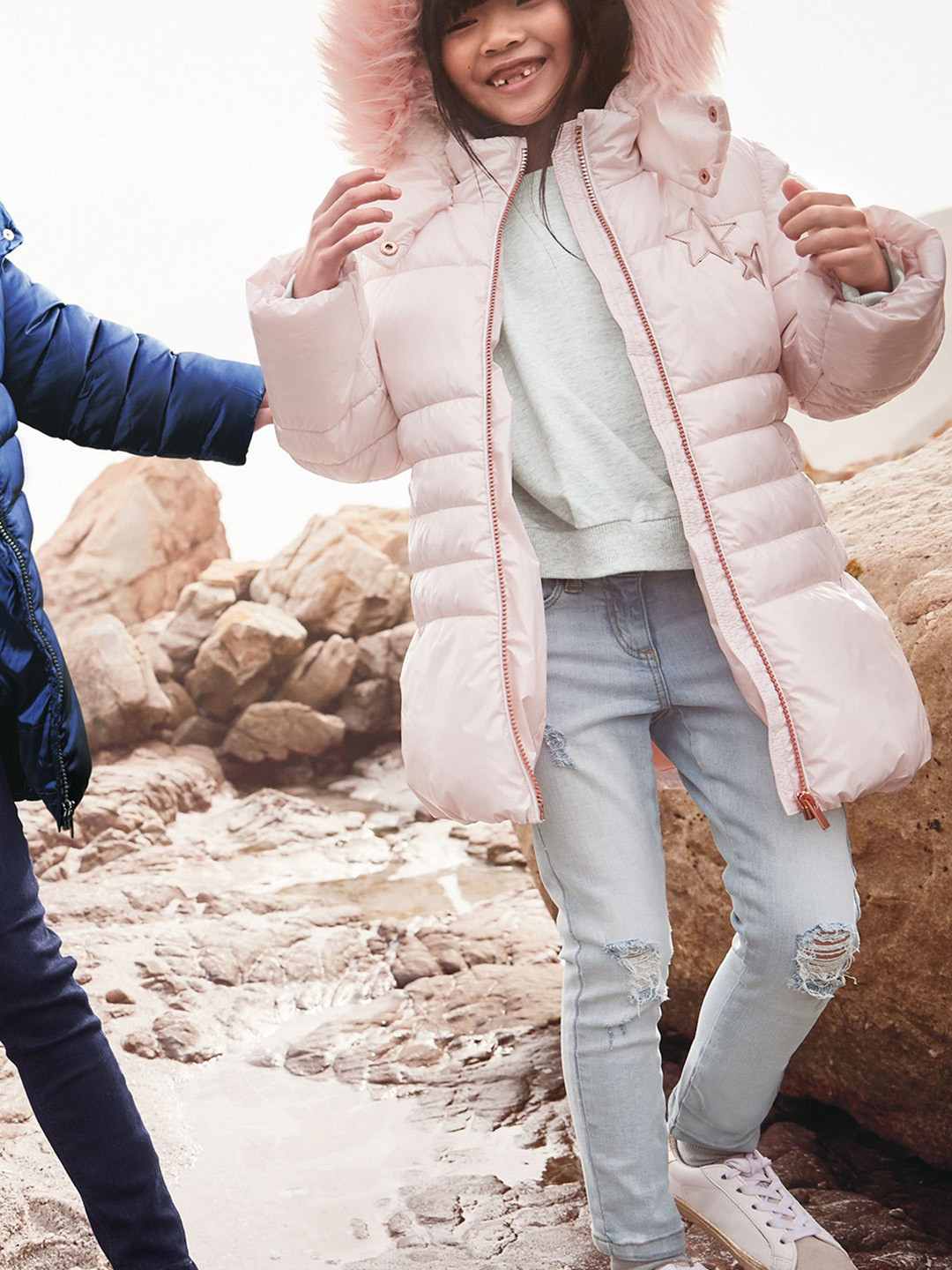 Buy Next Girls Pink Solid Puffer Jacket 