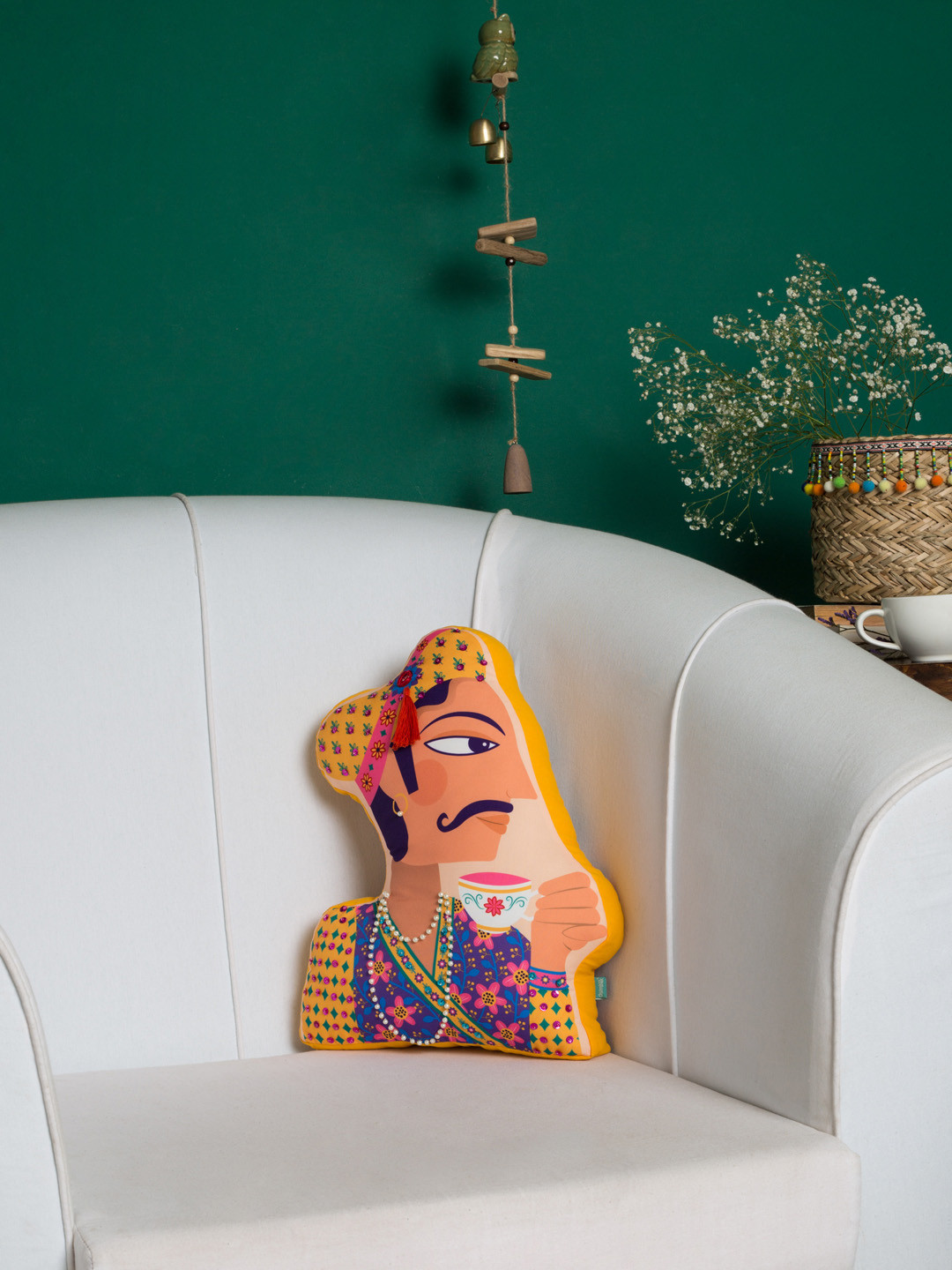 Chumbak Nude-Coloured & Multicoloured Royal Raja Shape Cushion