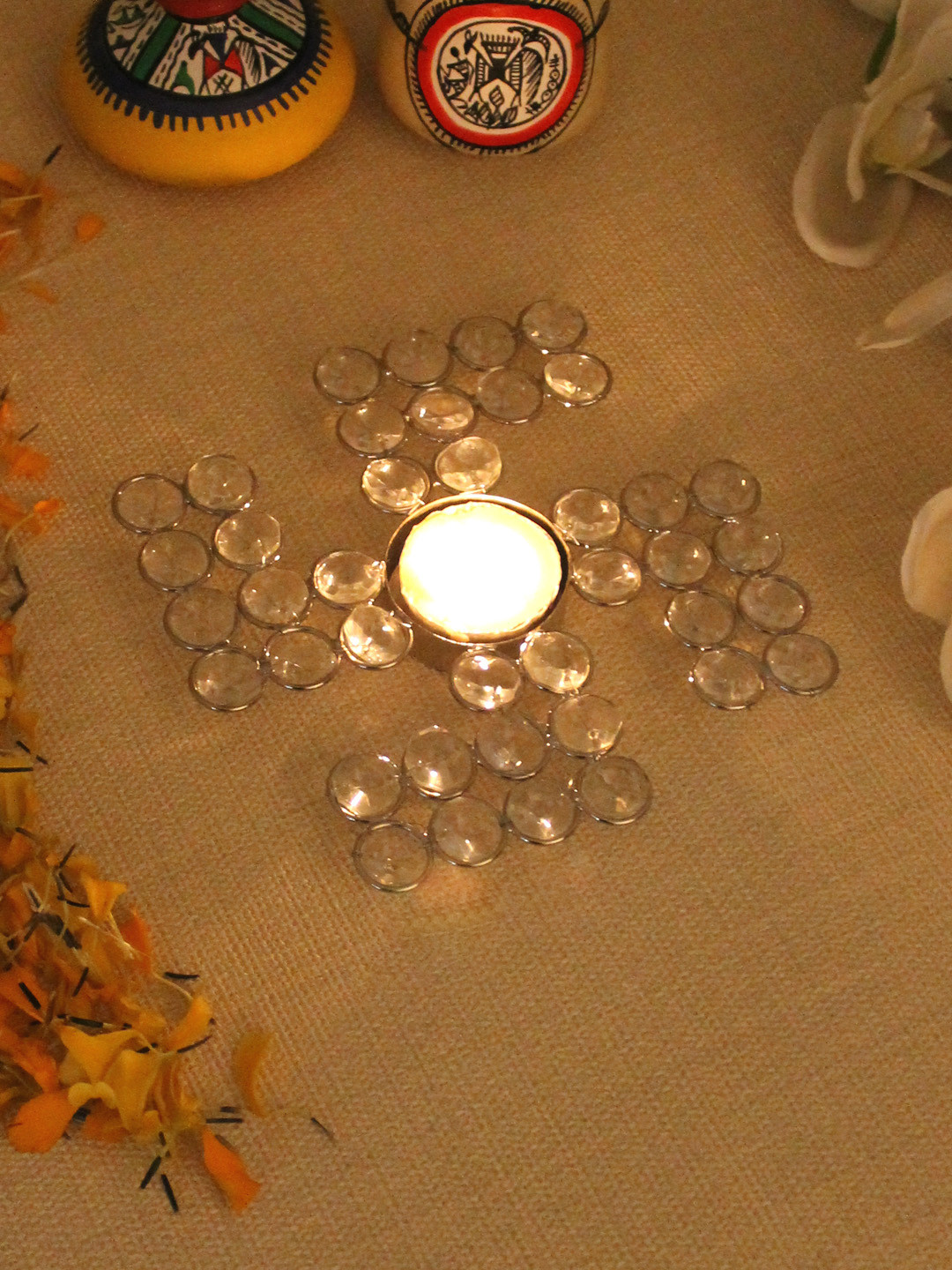 Home Sparkle Silver-Toned Mild Steel Tealight Candle Holder