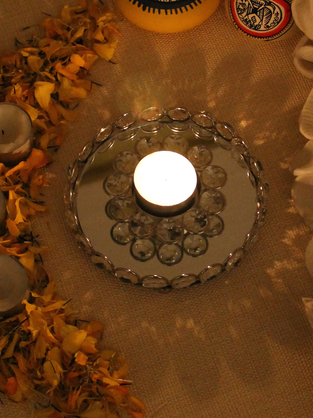 Home Sparkle Silver-Toned Mild Steel Tealight Candle Holder