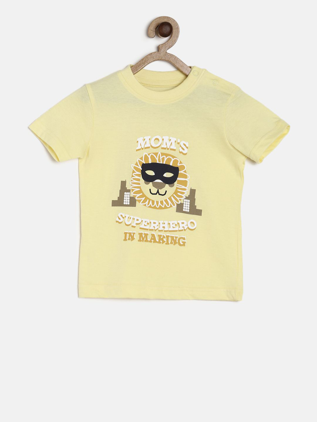 MINI KLUB Boys Yellow Printed Round Neck Pure Cotton T-shirt