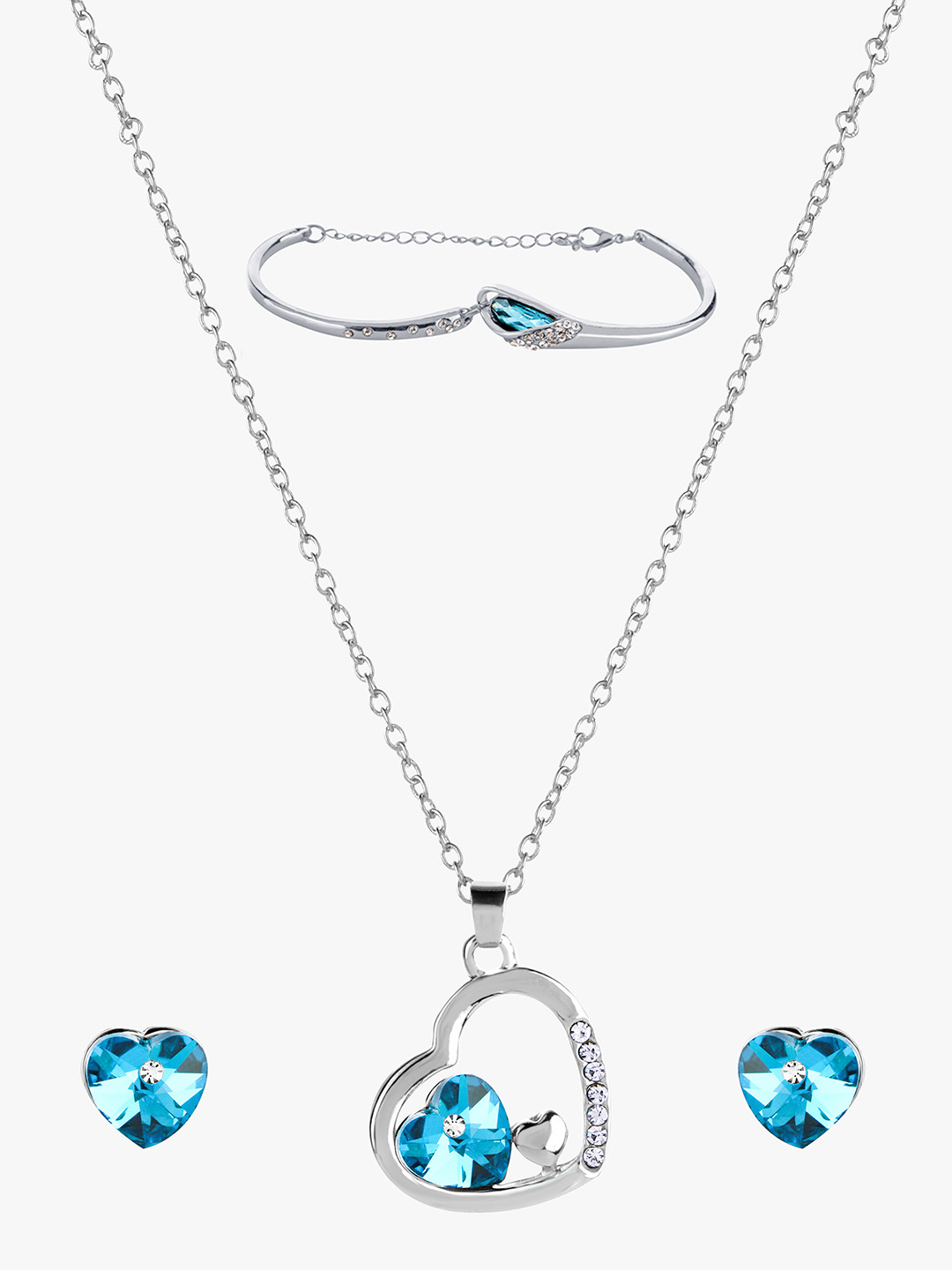 Peora Women Blue Austrian Crystal Jewellery Set