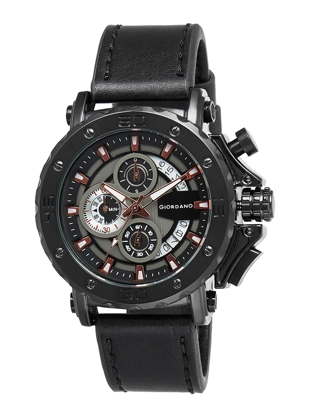 Buy GIORDANO Men Grey Analogue Leather Watch C1124 Watches for
