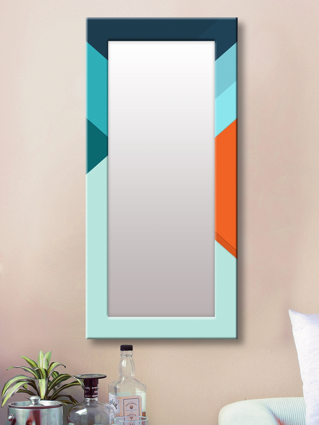 999 Blue Orange Framed Wall Mirror