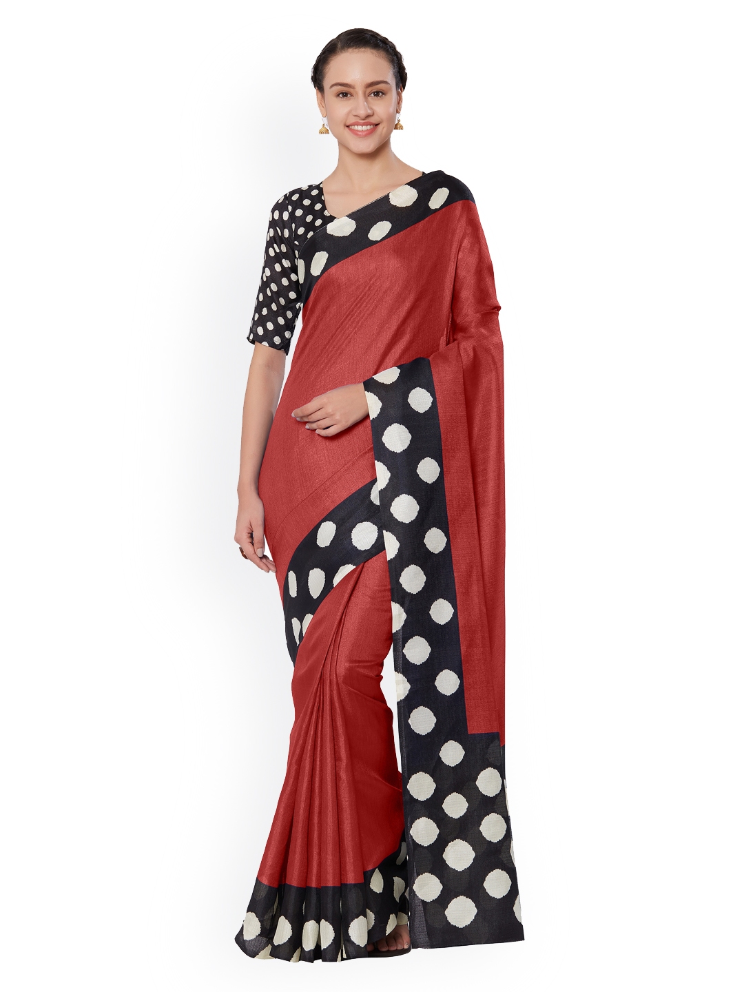 Mirchi Fashion Red Printed Art Silk Saree