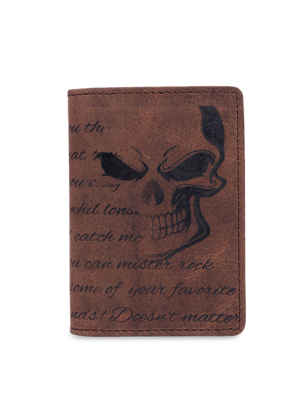Leather Zentrum Men Brown Printed Card Holder