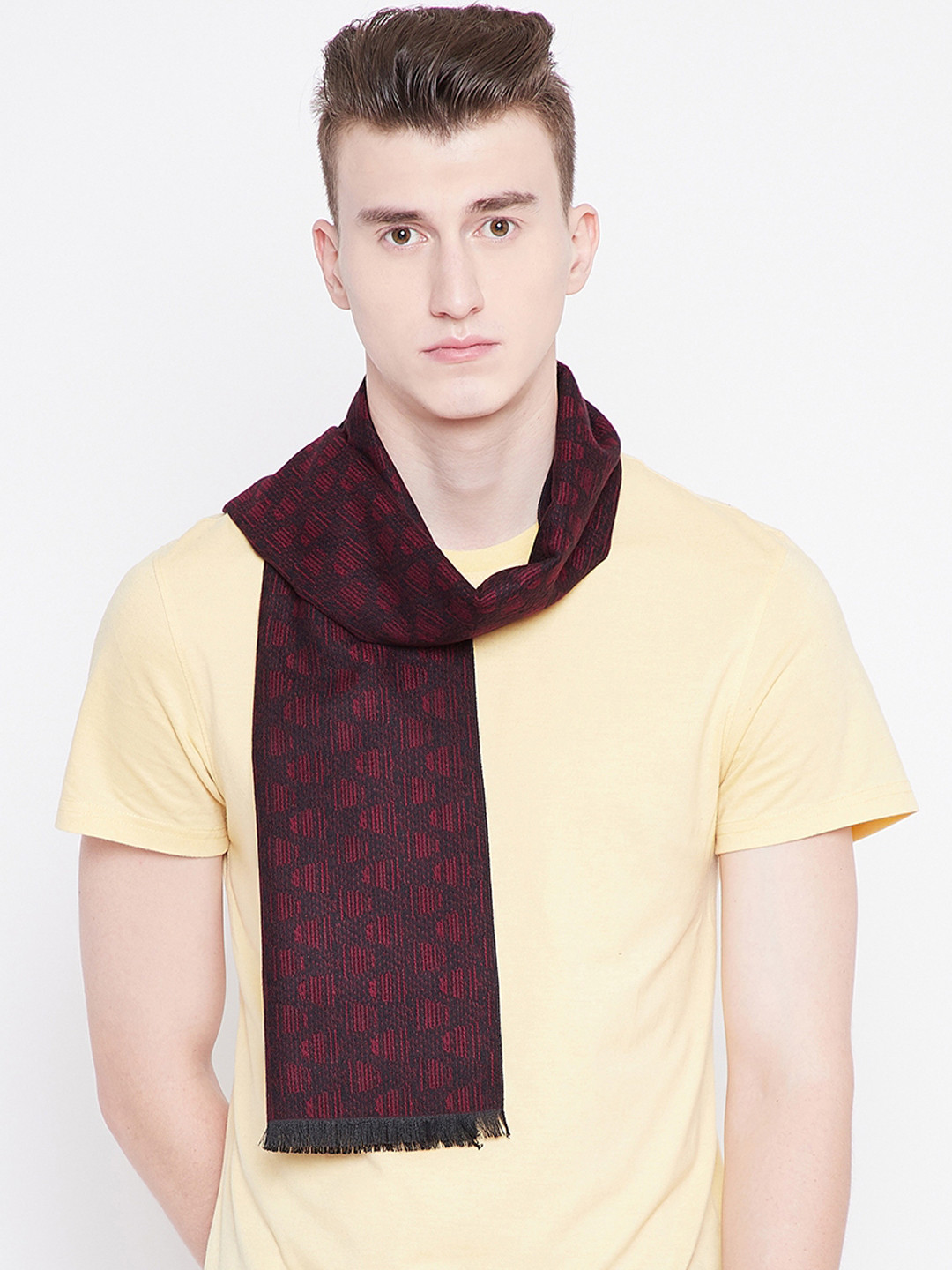 Alvaro Castagnino Men Maroon & Black Printed Mufflers