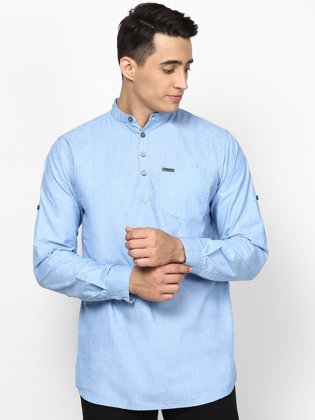 Urbano Fashion Men Blue Slim Fit Solid Casual Shirt