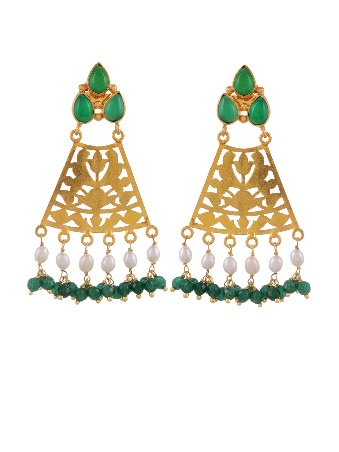 Silvermerc Designs Gold-Plated Sterling Silver Turquoise, Pearl Studded Drop Earrings