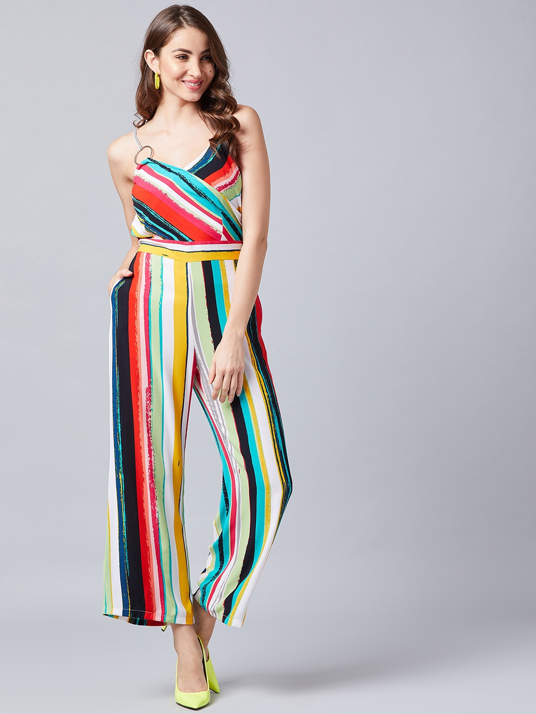 Buy Athena Women Multicoloured Striped Basic Jumpsuit Jumpsuit