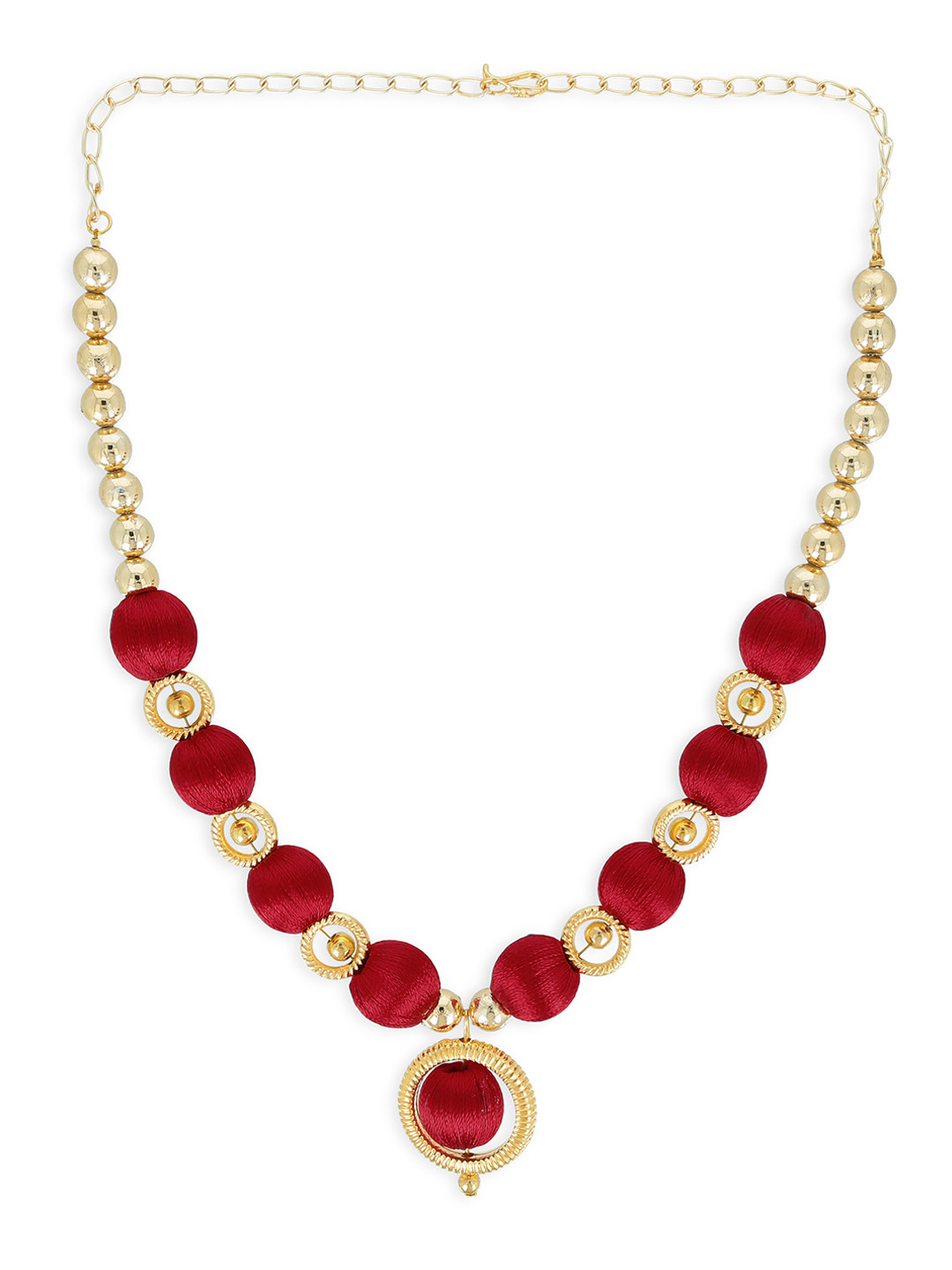 AKSHARA Girls Red & Gold-Toned Synthetic Handcrafted Necklace
