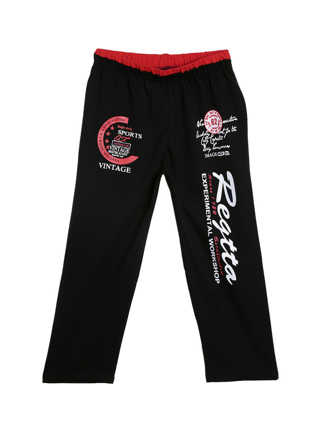 SWEET ANGEL Boys Black Straight Fit Printed Track Pants