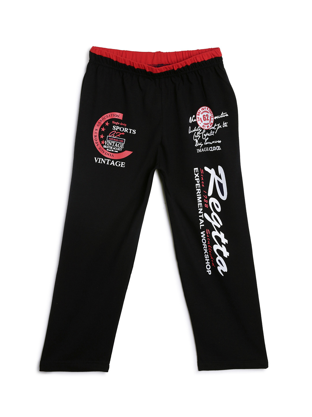 SWEET ANGEL Girls Black Straight Fit Printed Track Pants