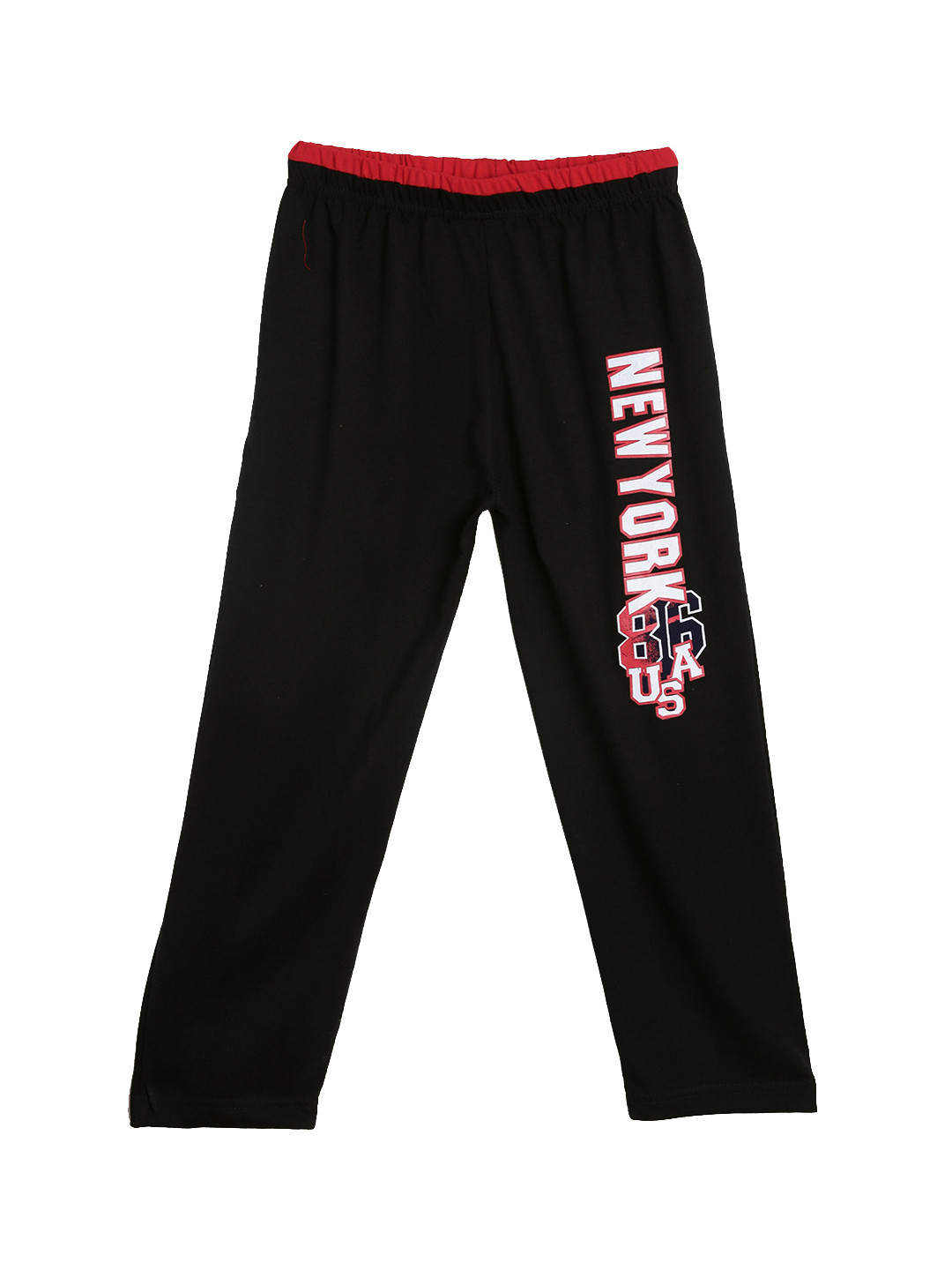 SWEET ANGEL Boys Black Straight Fit Printed Track Pants