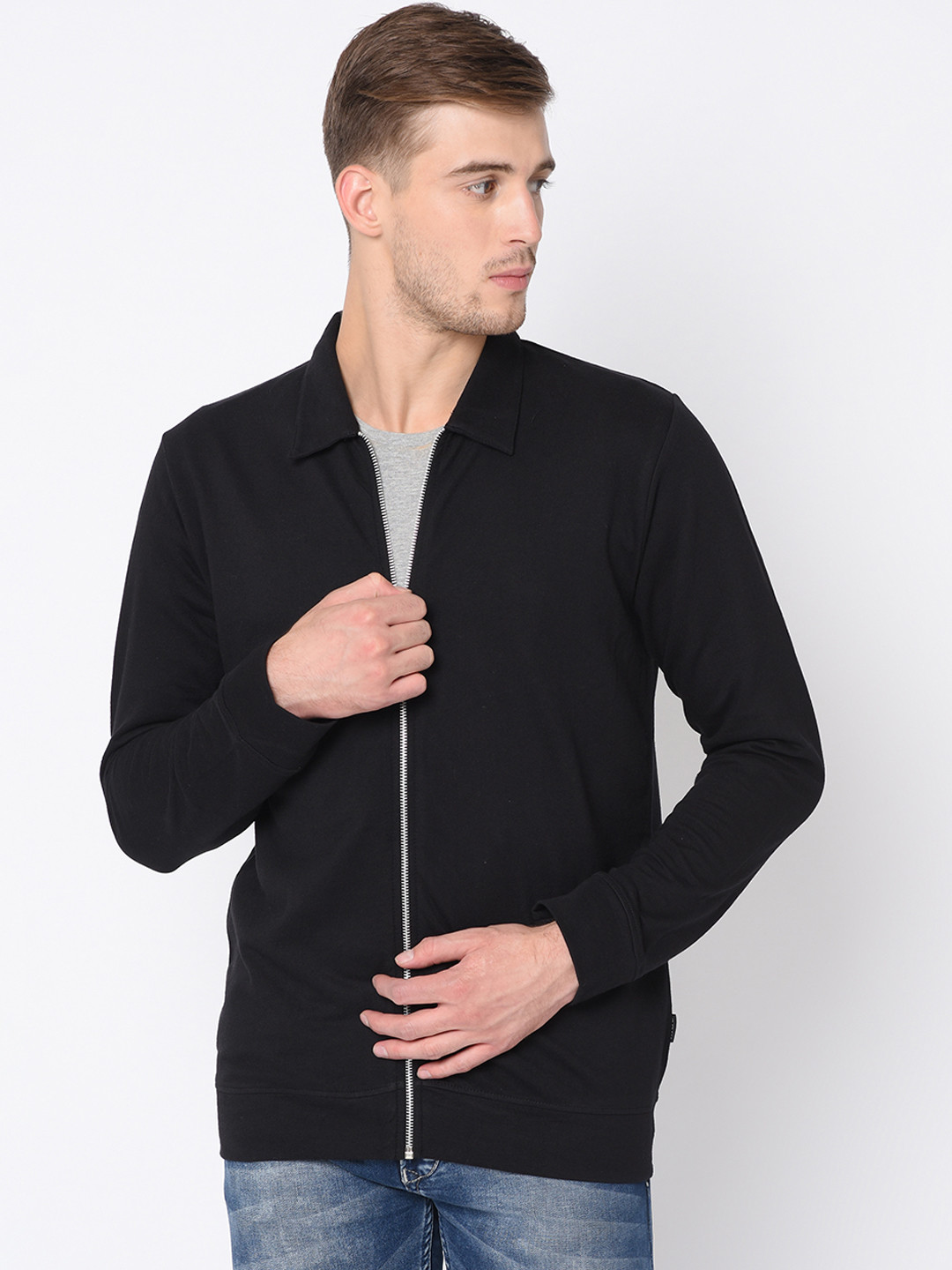 Rigo Men Solid Casual Open Pullover Sweatshirt