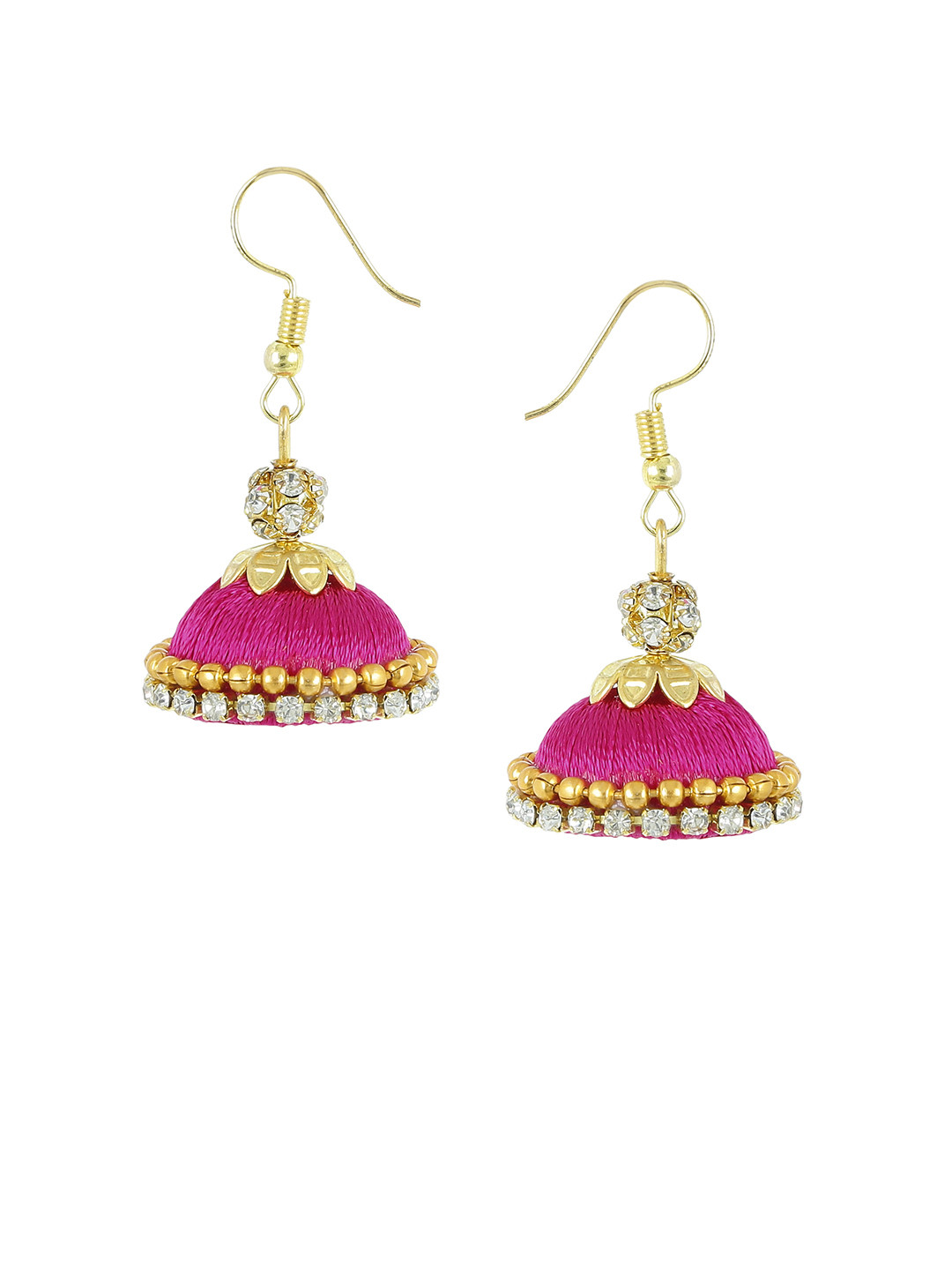 AKSHARA Pink Dome Shaped Handcrafted Jhumkas