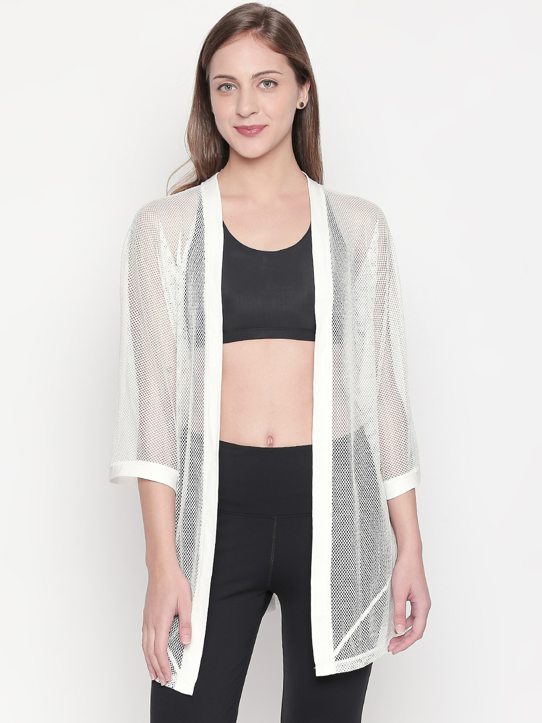 Tuna London Women White Solid Loose-Fit Open Front Shrug