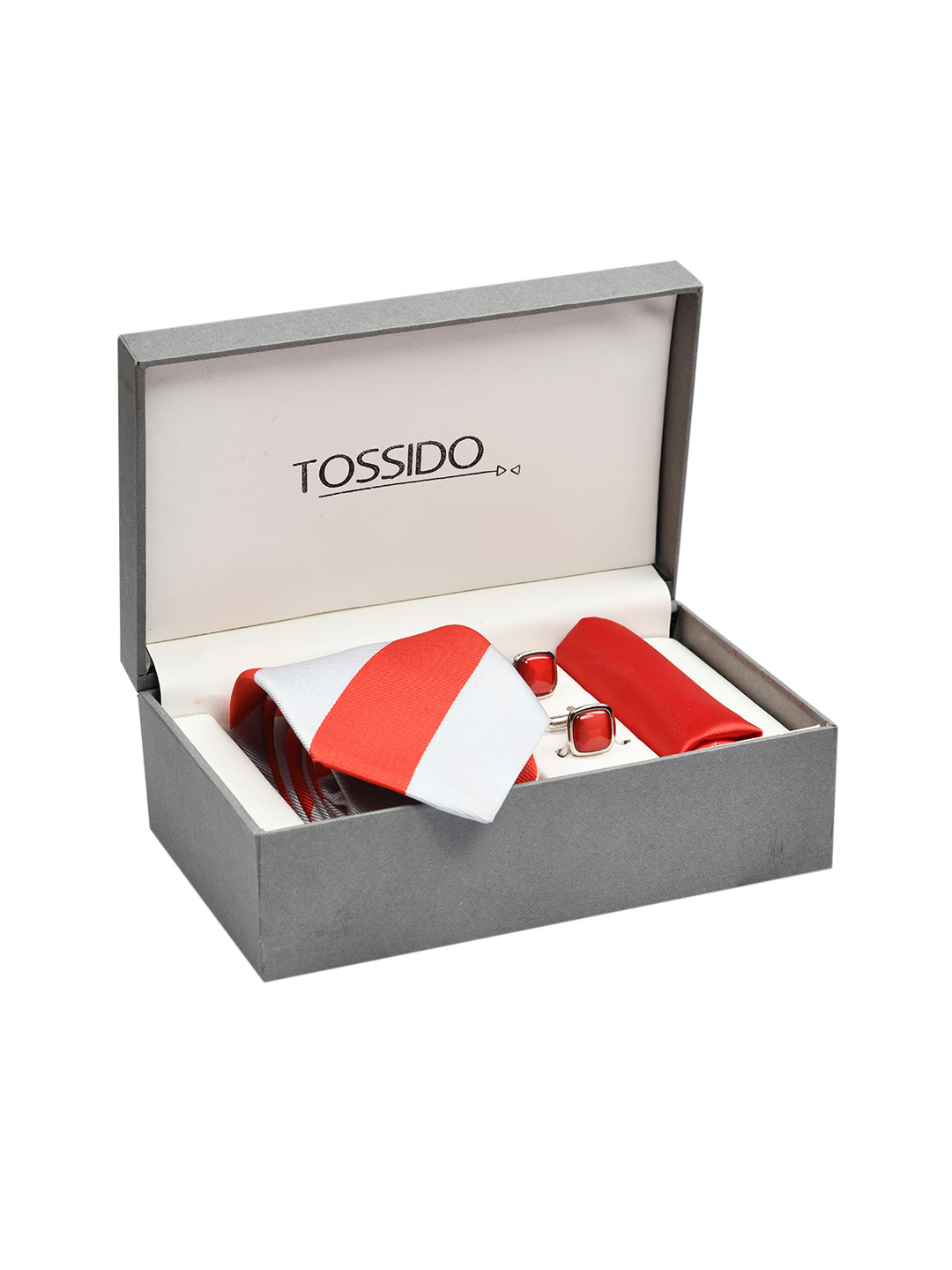 Tossido Men Red & Silver-Toned Accessory Gift Set