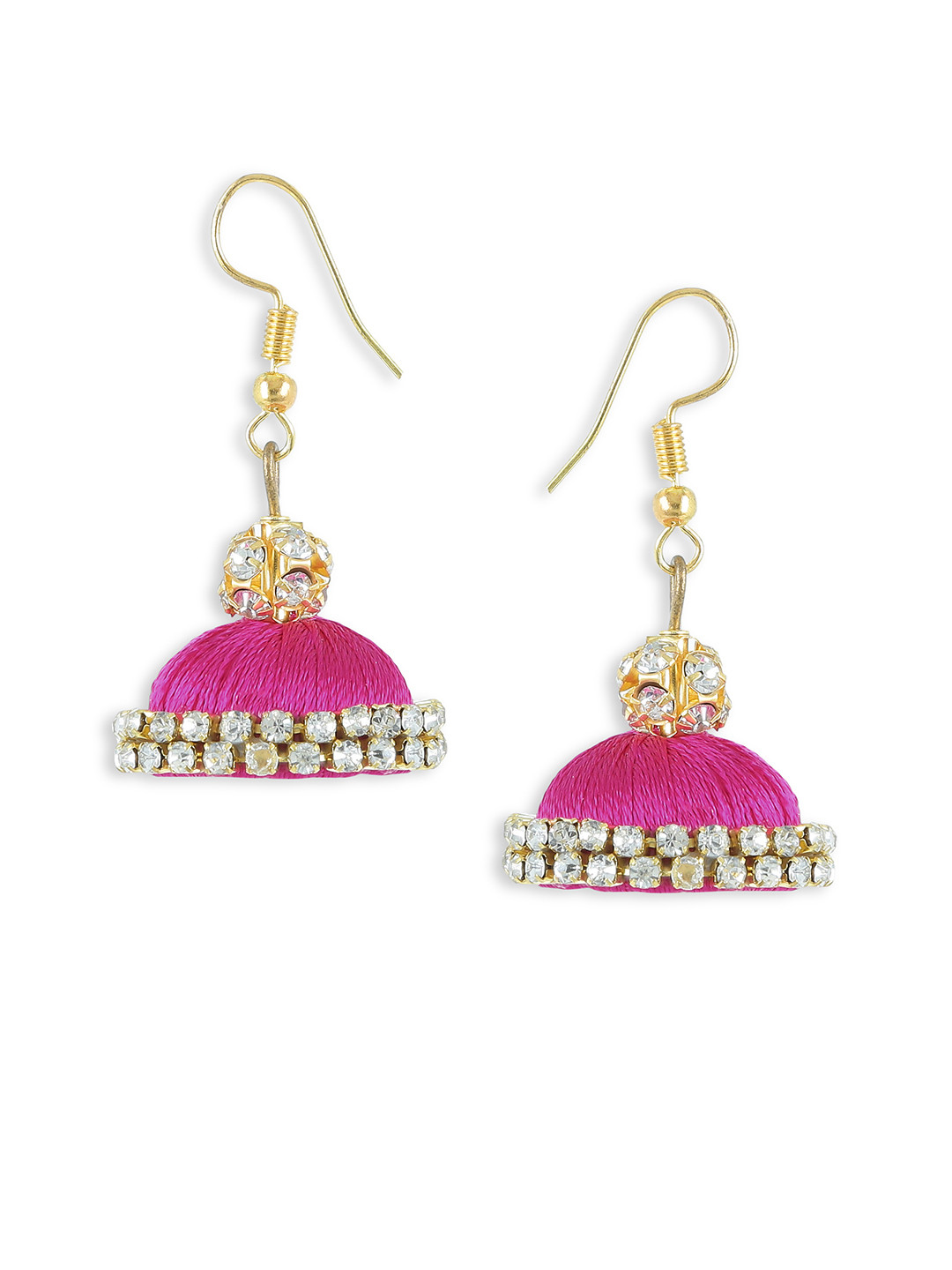 AKSHARA Pink Dome Shaped Handcrafted Jhumkas