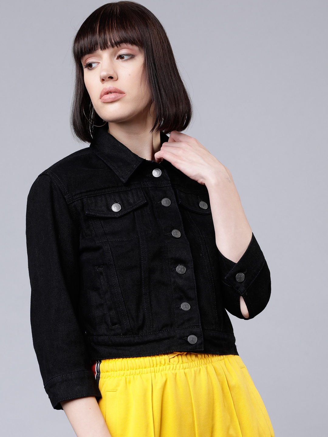 Denim jacket women myntra discount