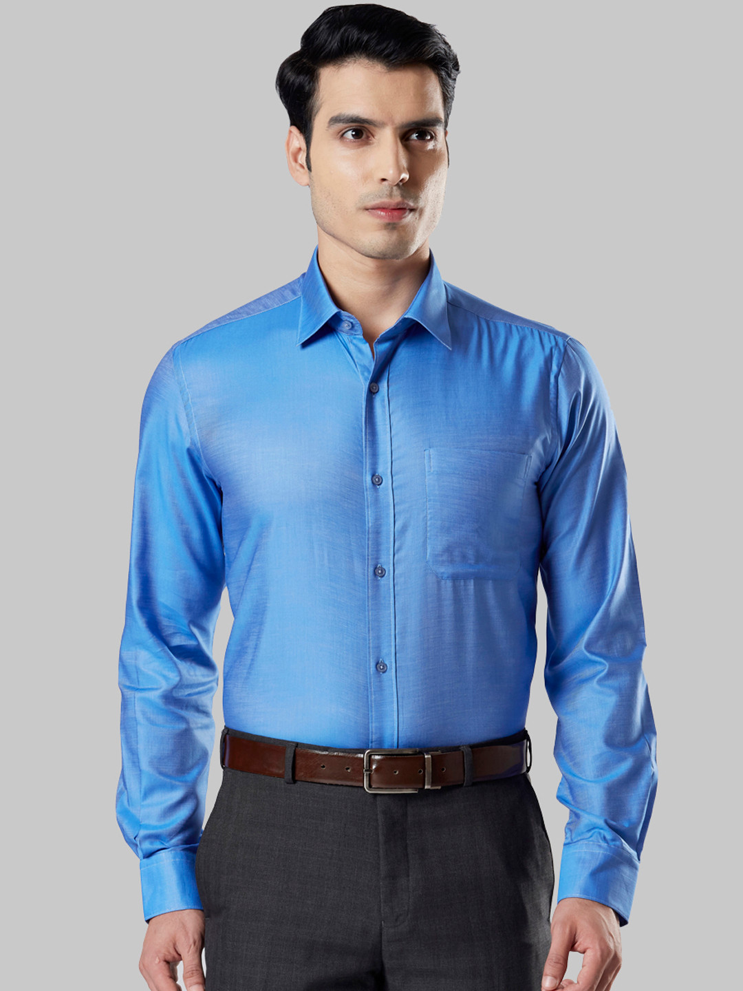 Raymond Men Blue Regular Fit Self Design Formal Shirt