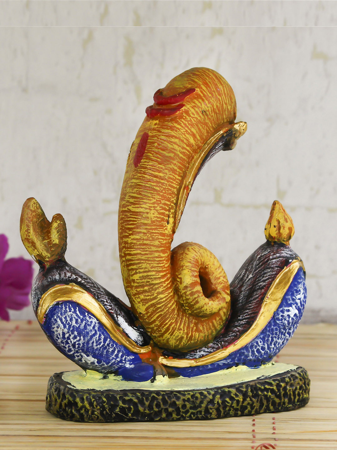 eCraftIndia Lord Ganesha Gold Polyresin Matte Prayer Room Medium Showpiece - 7.1 Inches