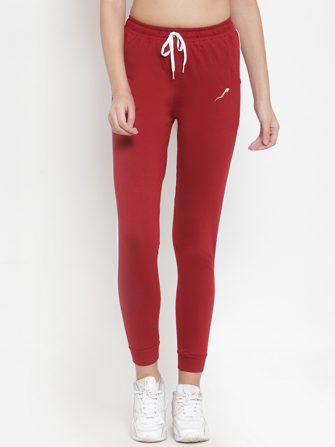 Boston Club Women Maroon Solid Slim-Fit Joggers