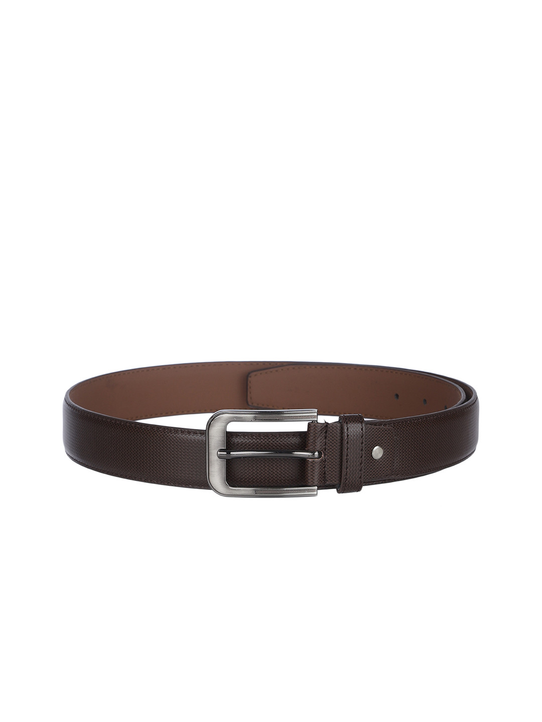 Kara Men Brown Textured Faux Leather Belt