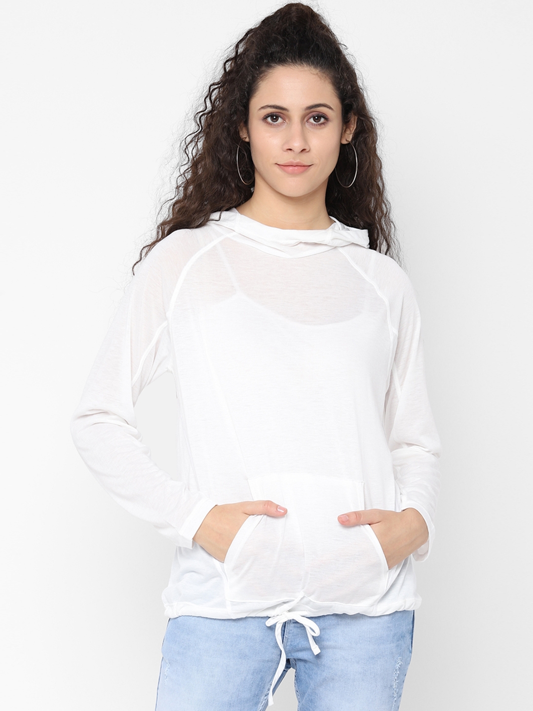 People Women White Solid Top